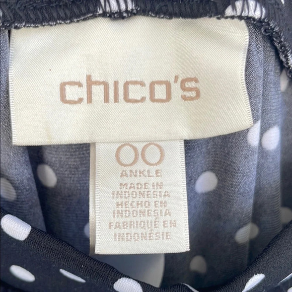 Chico's Black and White Ruched Ankle-Length Polka Dot Pants 00 - Picture 4 of 12